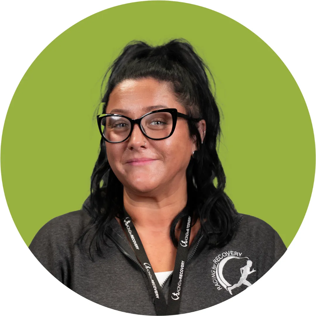 headshot with a green circular background for an intake specialist at the drug recovery and drug treatment center in toledo